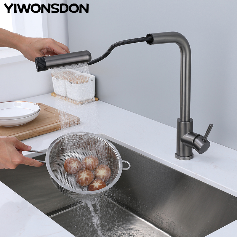 6 Mode Gray Kitchen Faucets Pu - Commercial Kitchen Mixer Tap review and price
