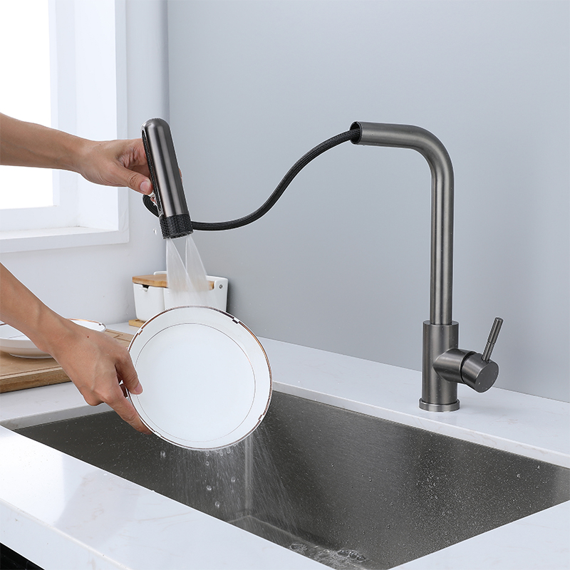 6 Mode Gray Kitchen Faucets Pu - Commercial Kitchen Mixer Tap review and price