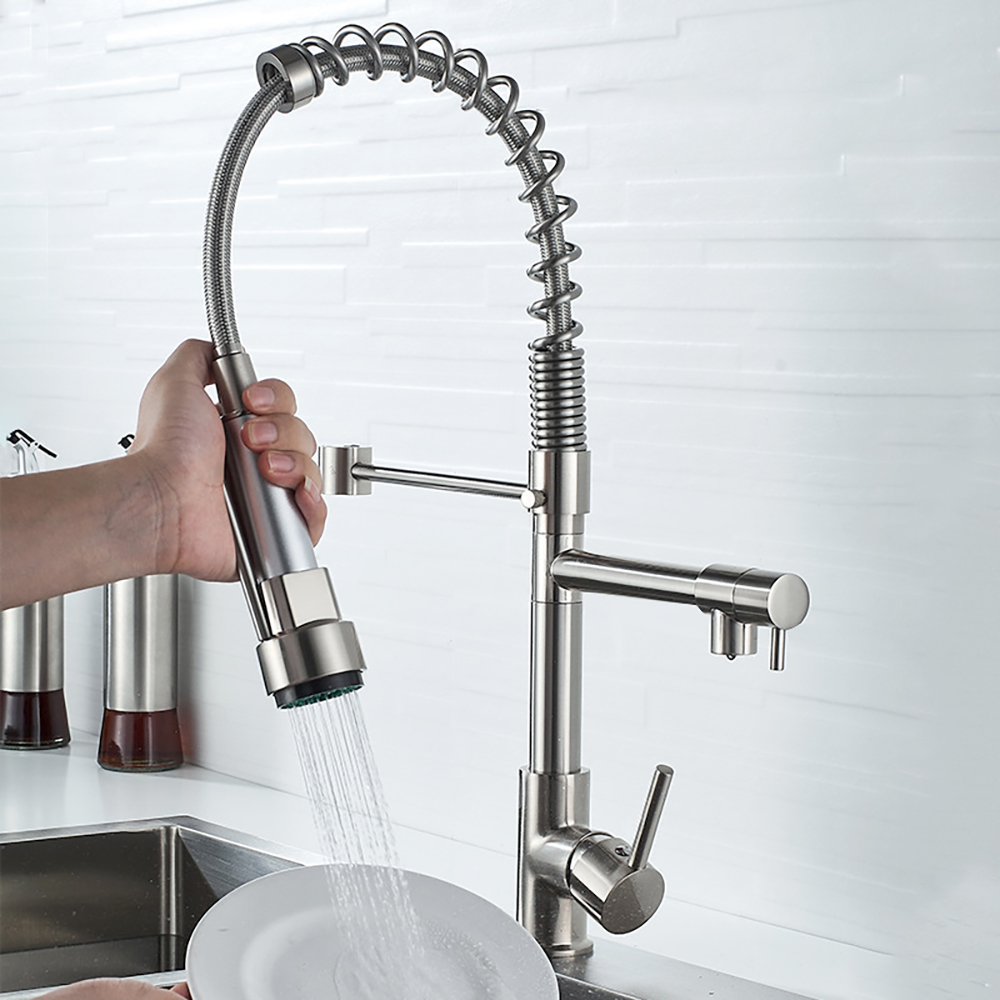 DQOK Black Brushed Spring Pull - Commercial Kitchen Mixer Tap review and price
